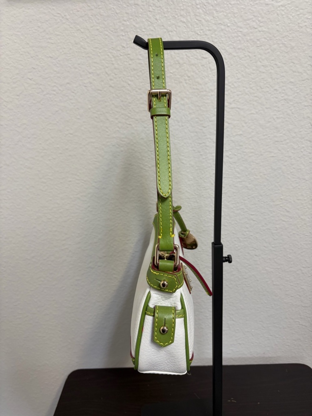 Dooney & Bourke White and Green Leather Small Shoulder Bag - Picture 4 of 12